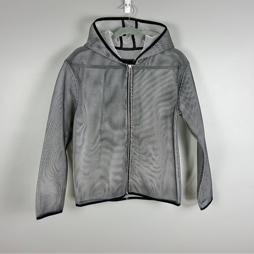 TONIA DEBELLIS Mesh Netting Jacket Hoodie Black White‎ Size Small